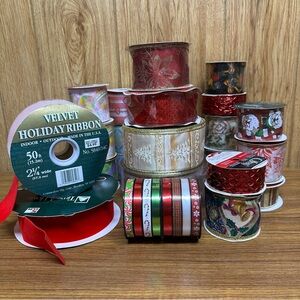 Assorted Holiday Ribbon Set - Mostly New Unopened